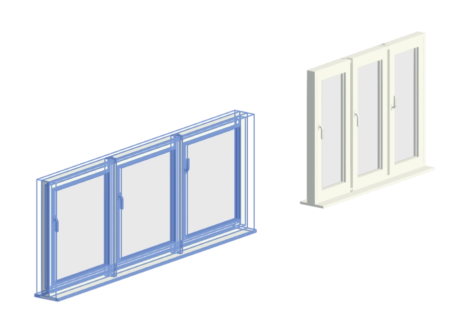 Famille Revit : Fenêtre à trois vantaux