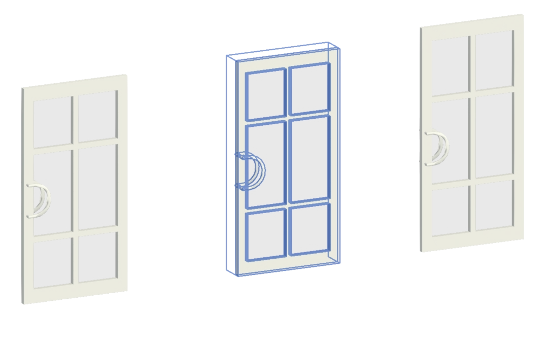 Famille Revit : Portes vitrées à petits carreaux